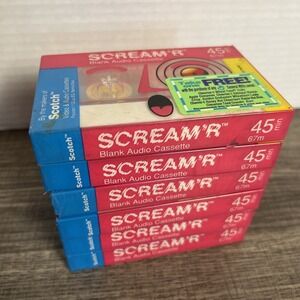 Lot of 6 Scotch SCREAM'R 45 min Blank Recording Audio Cassette Tapes New Sealed